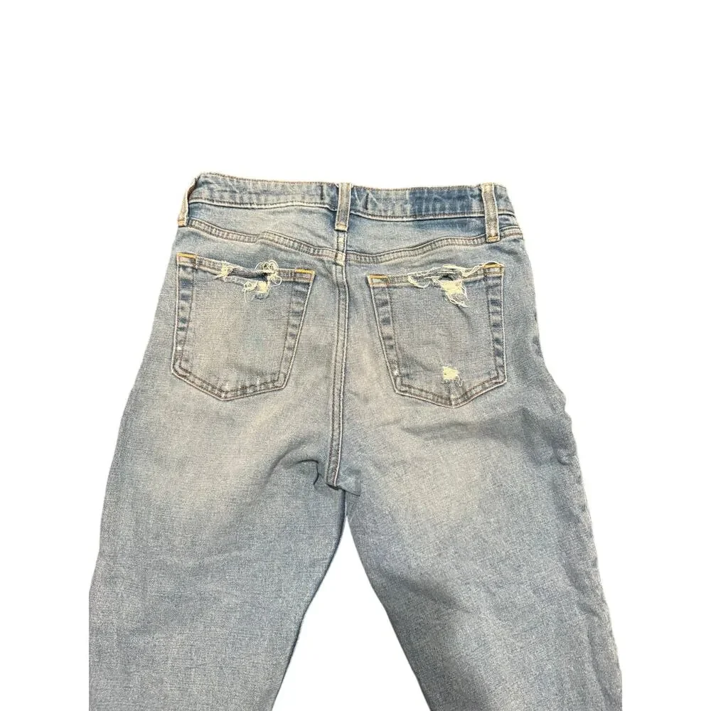 Abercrombie & Fitch Women's Simone High Rise Slim Distressed Blue Jeans SZ 27/4R